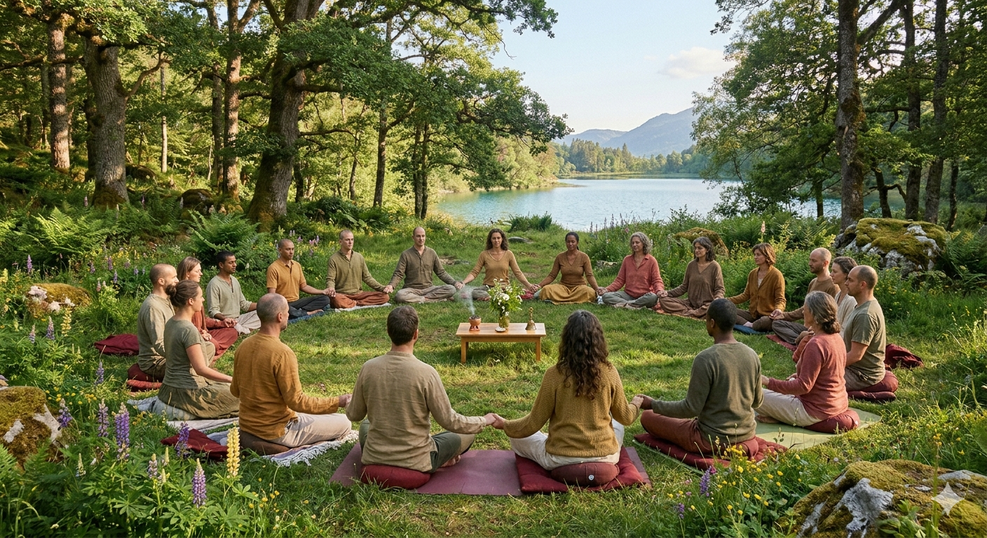 Serene lake with peaceful atmosphere